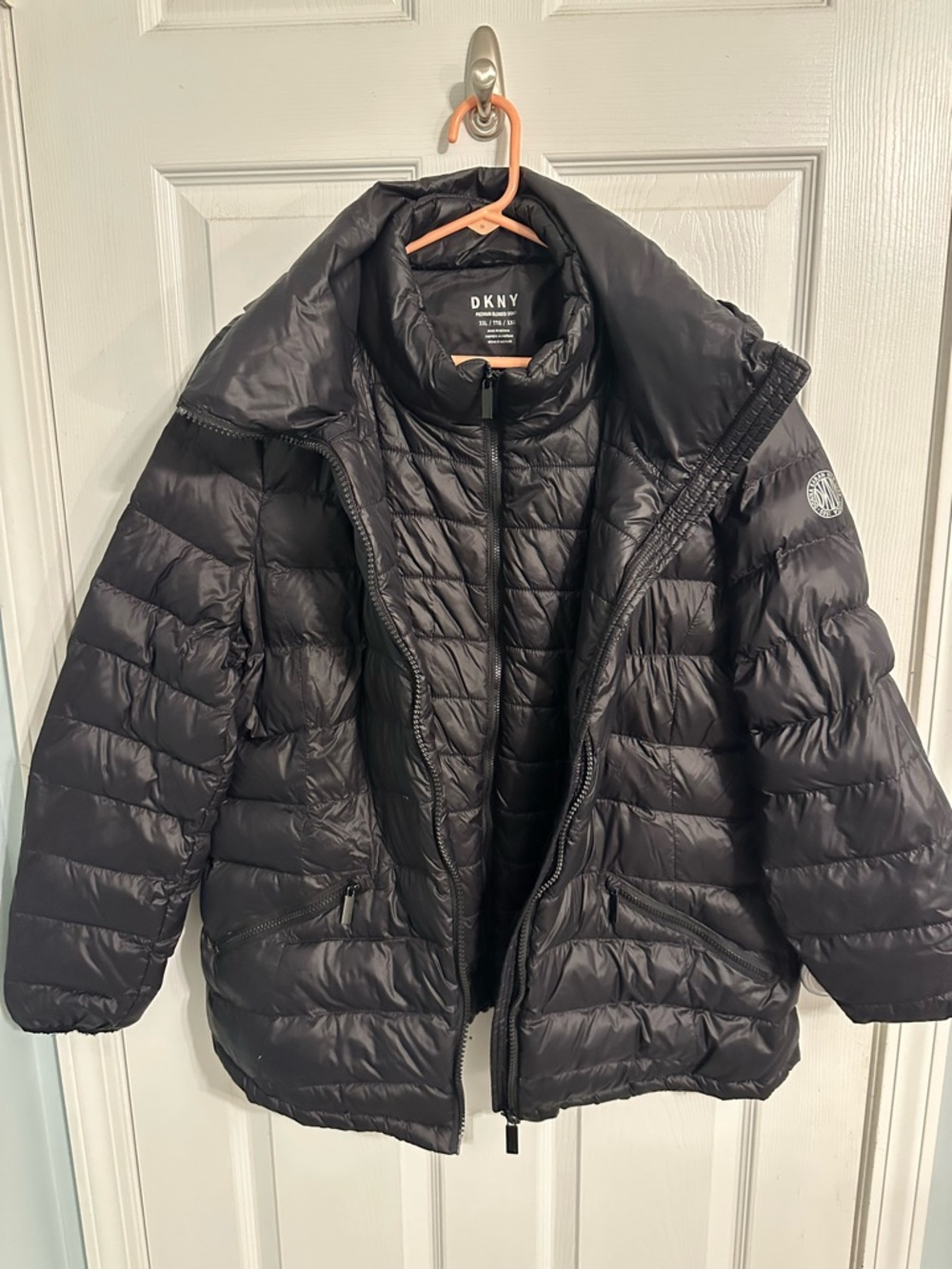 DKNY Black Quilted Packable Puffer Jacket